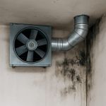 Mancha de humedad en suelo de tarima en vivienda moderna española