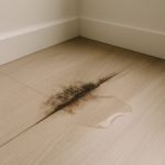 Moho y abombamiento en juntas de suelo laminado por humedad